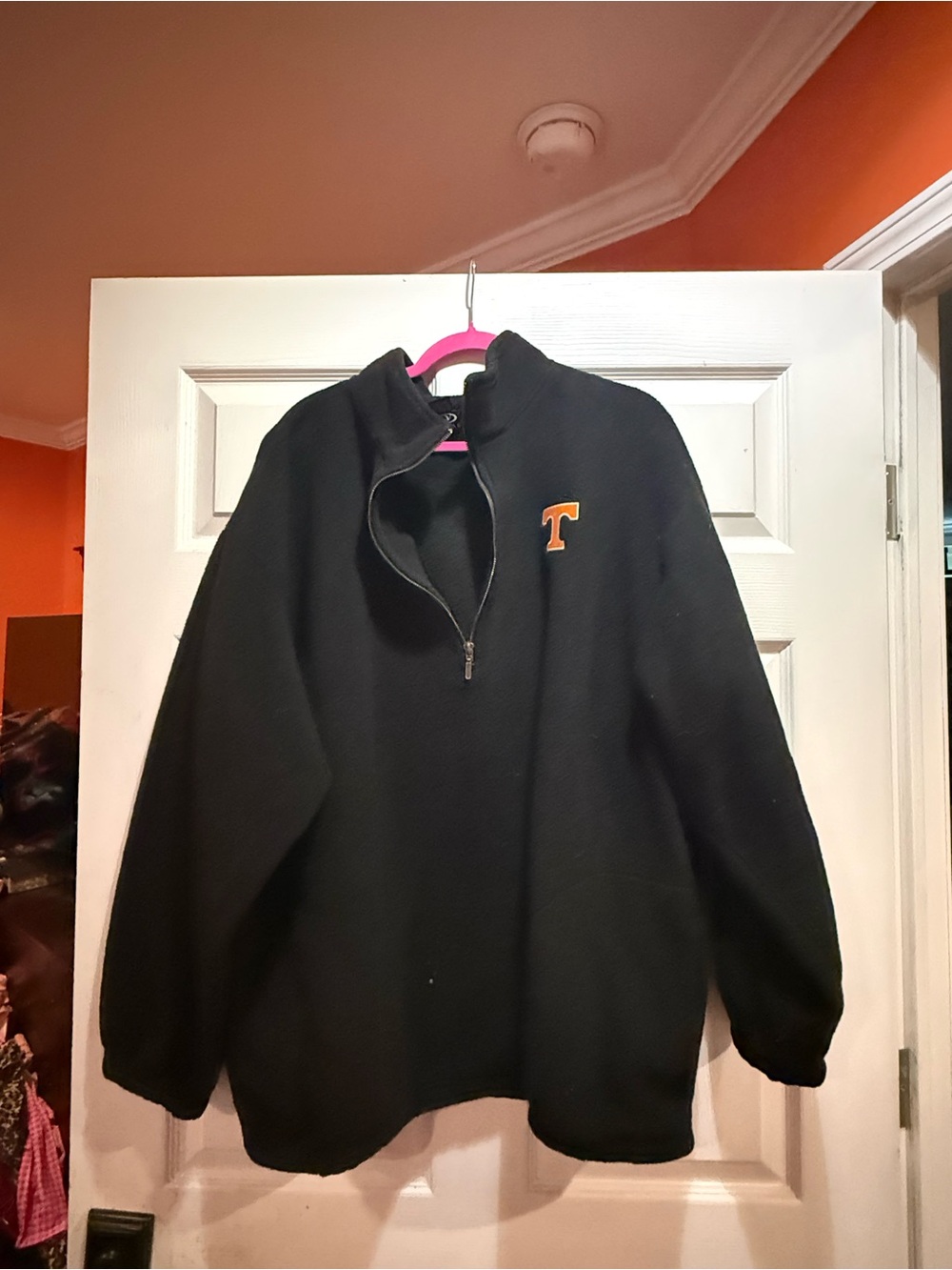 Black Quarter-Zip Pullover Fleece with Orange 'T' Logo